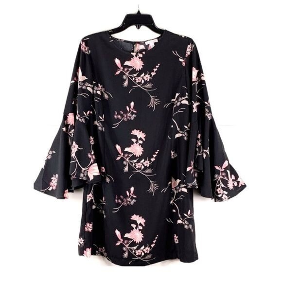 Leith Dress Unlined Bell Sleeve Floral Print Small Might Fit a Medium - Picture 2 of 13
